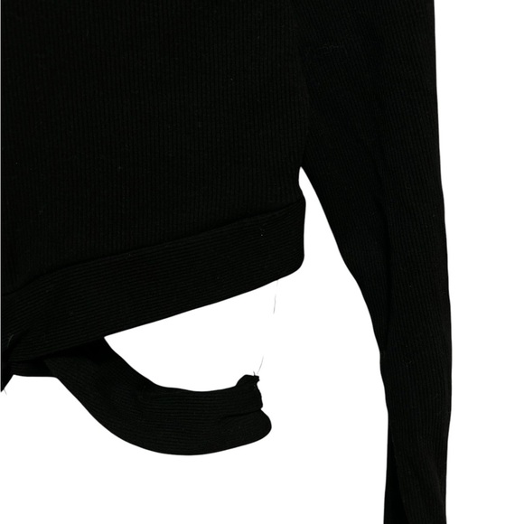 3 For 15 | Ambiance Black Ribbed Mock Neck Cropped Long Sleeve Top - Picture 4 of 4